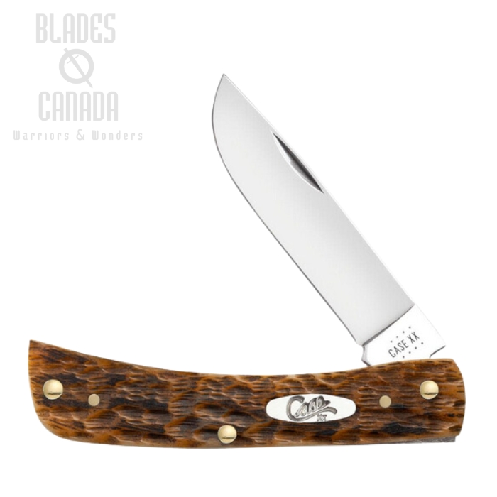 Case Sod Buster Jr Slipjoint Folding Knife, Carbon Steel, Peach Seed Jig Amber Bone, 30092