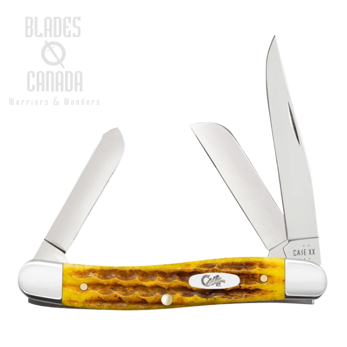 Case Heritage Jig Medium Stockman Slipjoint Knife, Tru-Sharp Stainless, Honeycomb Bone, 32272