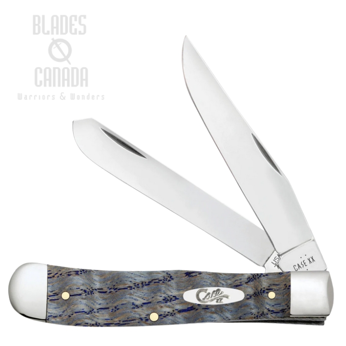 (image for) Case Trapper Slipjoint Folding Knife, Tru-Sharp Stainless, Oak Wood Blue Curly, 47490