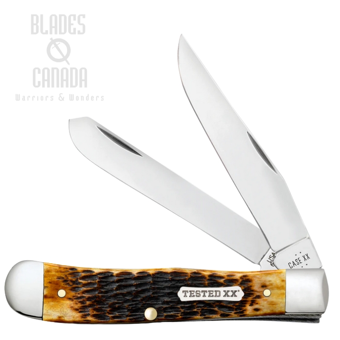 Case Rogers CS Trapper Slipjoint Folding Knife, Carbon Steel, Bone Burnt Amber, 51390 Case Rogers CS Trapper Slipjoint Folding Knife, Carbon Steel, Bone Burnt Amber, 51390