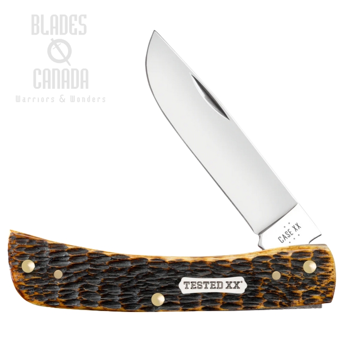 Case Rogers CS Sod Buster Jr Slipjoint Folding Knife, Carbon Steel, Bone Burnt Amber, 51394