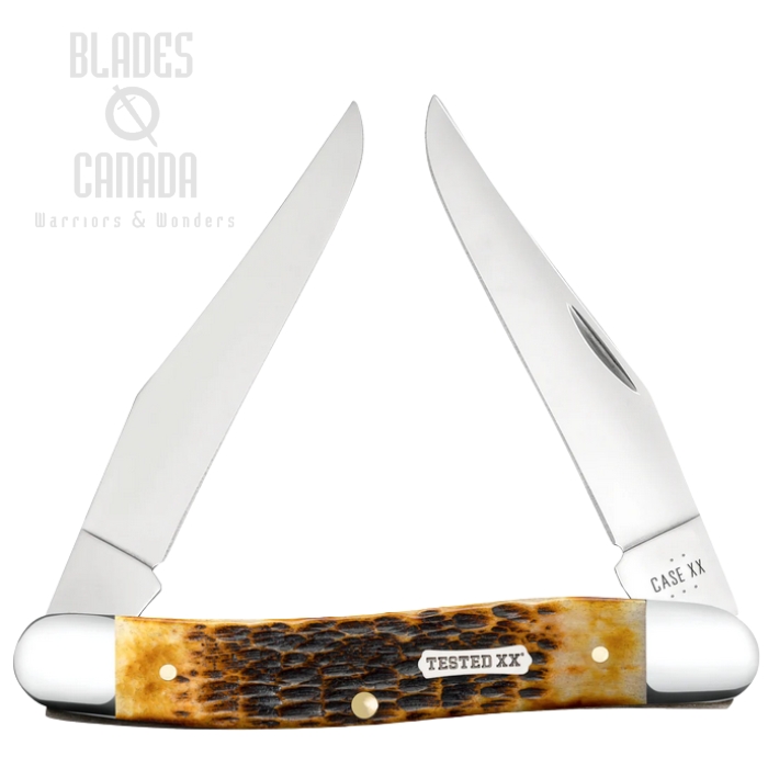Case Rogers CS Muskrat Slipjoint Folding Knife, Carbon Steel, Bone Burnt Amber, 51395