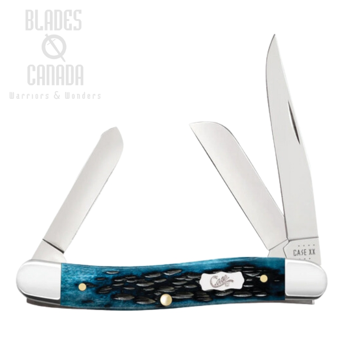 Case Medium Stockman Slipjoint Folding Knife, Stainless, Mediterranean Blue Bone, 51851