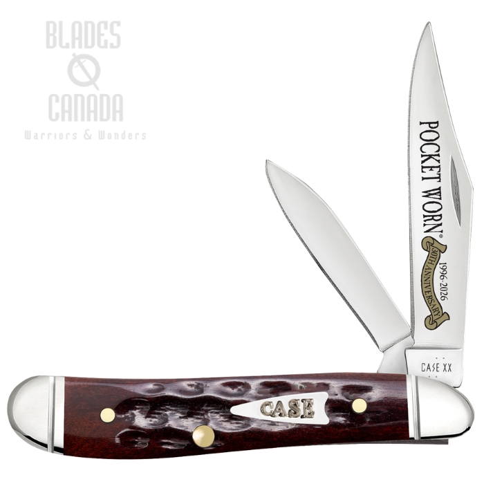 (image for) Case Corn Cob Jig Peanut Slipjoint Folding Knife, Tru-Sharp Stainless, Bone Pocket Worn Mahogany, 55234