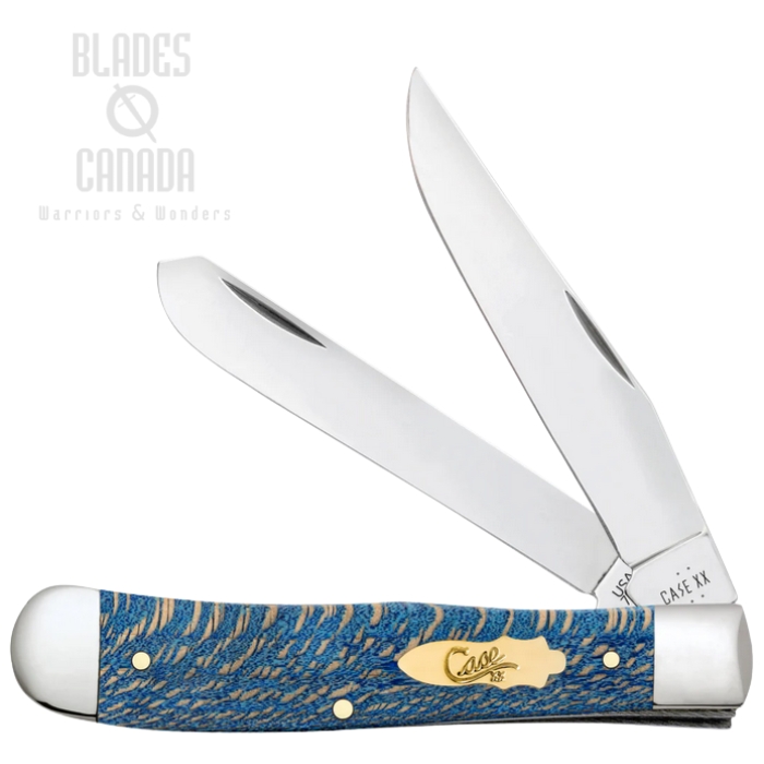 (image for) Case Trapper Slipjoint Folding Knife, Tru-Sharp Stainless, Wood Blue Sycamore, 63730