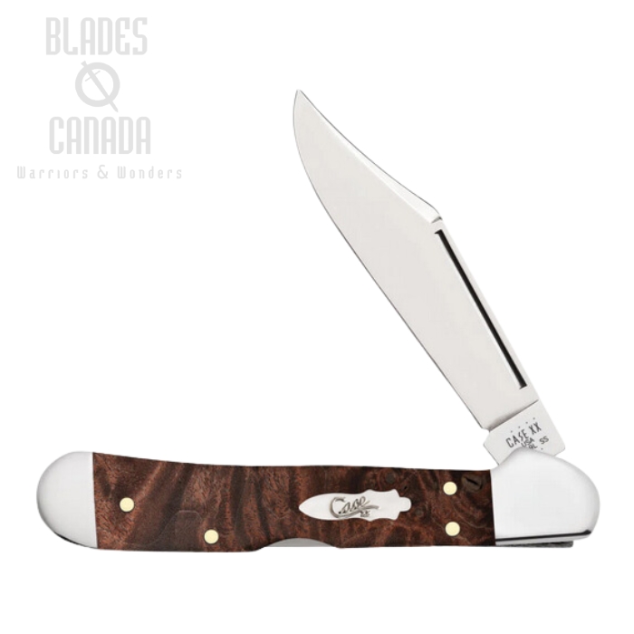 Case Mini CopperLock Folding Knife, Stainless, Maple Burl Wood, 64067