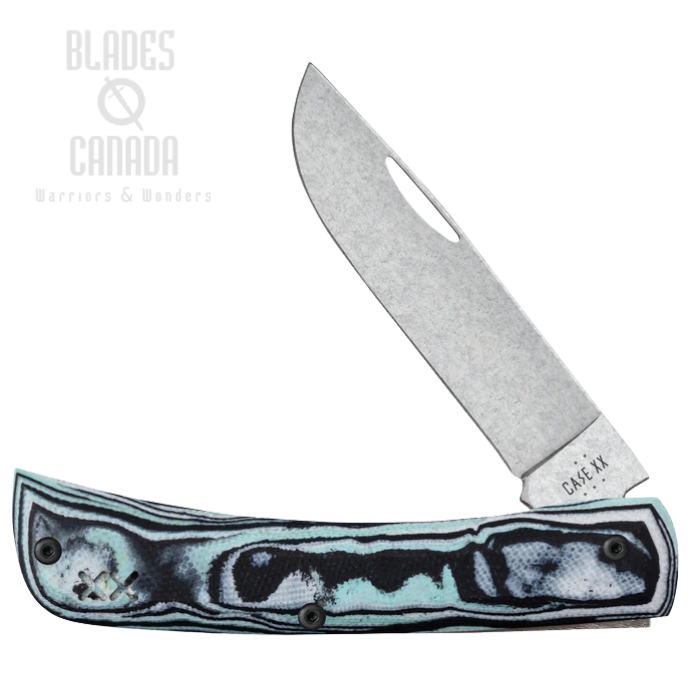(image for) Case Crossroads Sod Buster Jr Slipjoint Folding Knife, S35VN Stonewash, Burl Seafoam Green, 66384