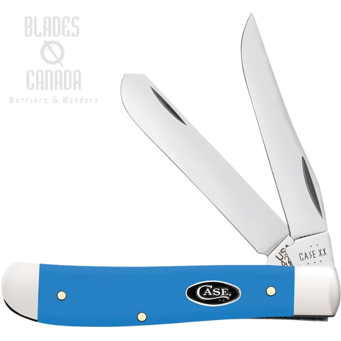 Case Mini Trapper Slipjoint Knife, Tru-Sharp Stainless, Smooth Blue Synthetic, 68901