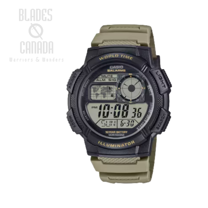 Casio AE-1000W-5AV Watch, OD Green/Resin