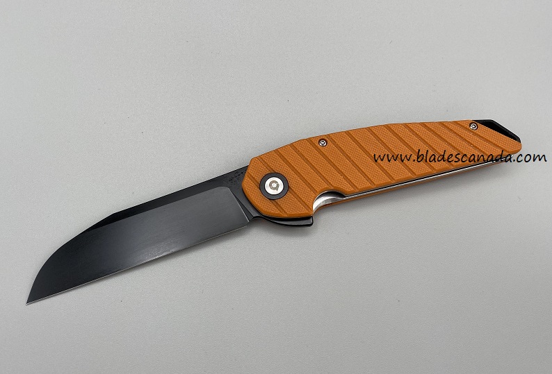 YOBO C18103O Cayman Black VG-10 Wharncliffe Folder - Orange G10