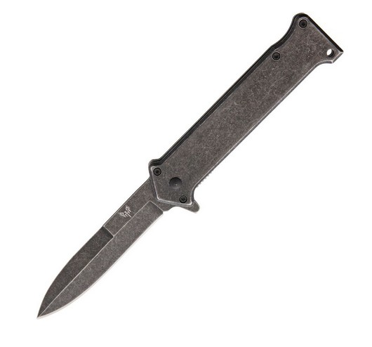 Combat Ready Flipper Folding Knife, Stiletto Style SW Black, Stainless Handle, CBR345