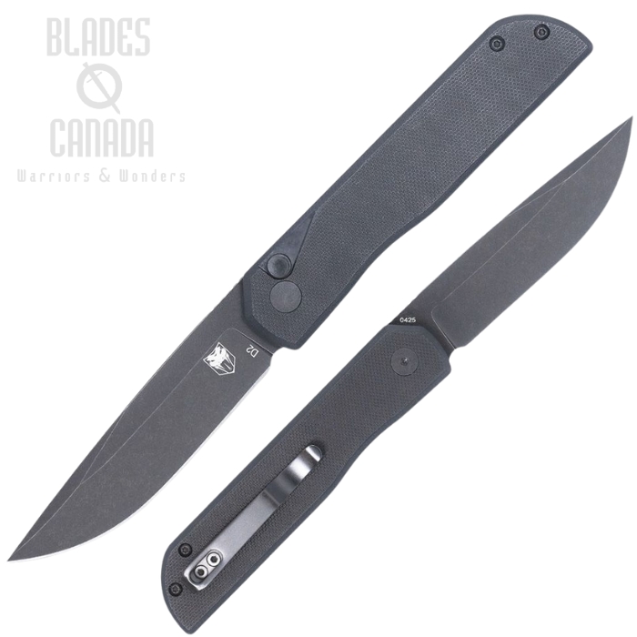 (image for) Cobratec Prowler Button Lock Folding Knife, D2 Black SW, G10 Black, CBTPLRBKBD
