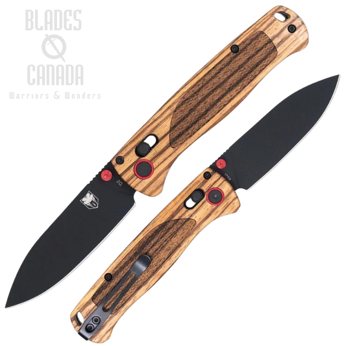 Cobratec Bar Lock Folding Knife, D2 Black, Zebra Wood, CBTZWDBLD