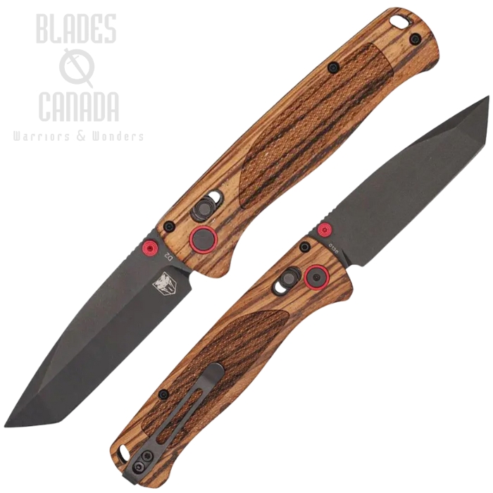 Cobratec Bar Lock Folding Knife, D2 Black Tanto, Zebra Wood, CBTZWDBLTBK