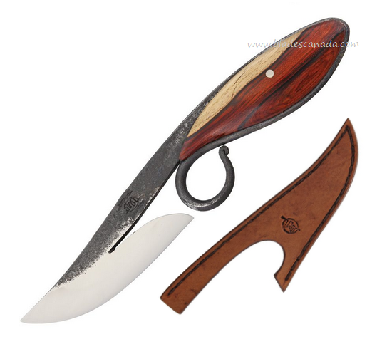 Citadel Vermicellus Small Fixed Blade Knife, DNH7 Carbon, Palisander Handle, Leather Sheath, CD4209
