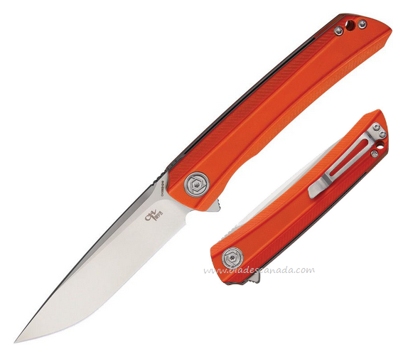 CH Knives Flipper Folding Knife, D2 Satin, G10 Orange, 3002OR