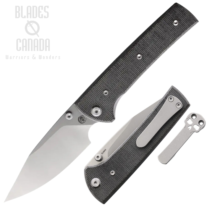 Chaves Scapegoat 229 Folding Knife, Elmax Spear Point Satin/SW, Micarta Black, CHAV14318