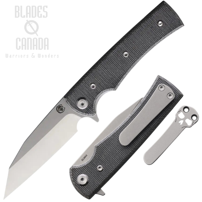 Chaves Sangre Street Folding Knife, Elmax Wharncliffe Satin/SW, Micarta Black, CHAV14324