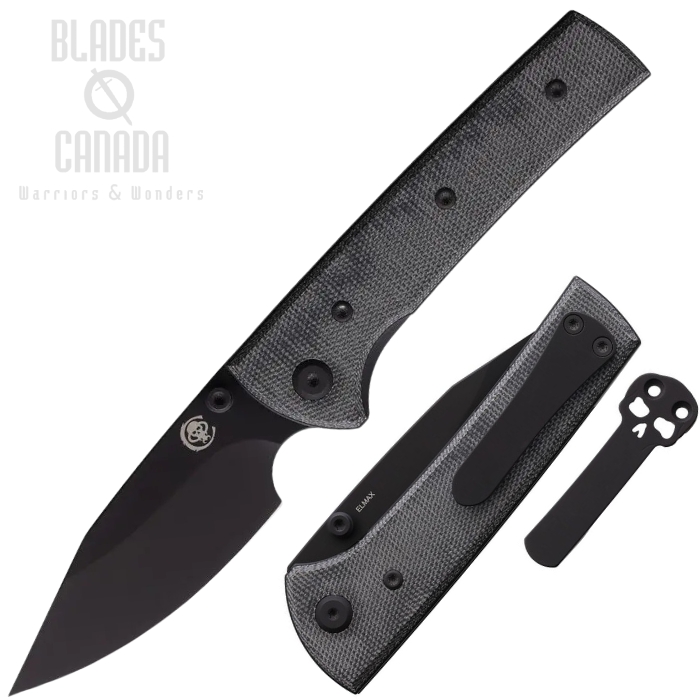 Chaves Scapegoat Folding Knife, Elmax Spear Point Black, Micarta Black, CHAV14327