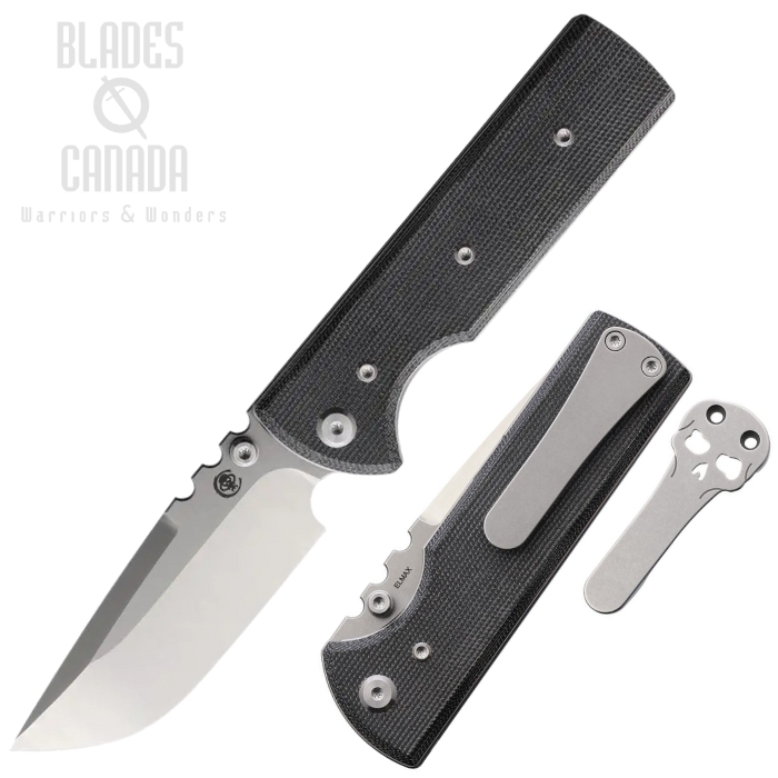 Chaves NTAK Folding Knife, Elmax Drop Point Satin/SW, Micarta Black, CHAV14328