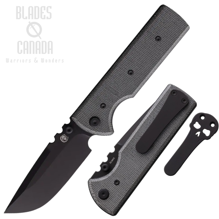 Chaves NTAK Folding Knife, Elmax Drop Point Black, Micarta Black, CHAV14330