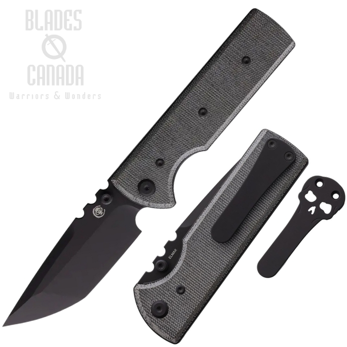 Chaves NTAK Folding Knife, Elmax Tanto Black, Micarta Black, CHAV14331