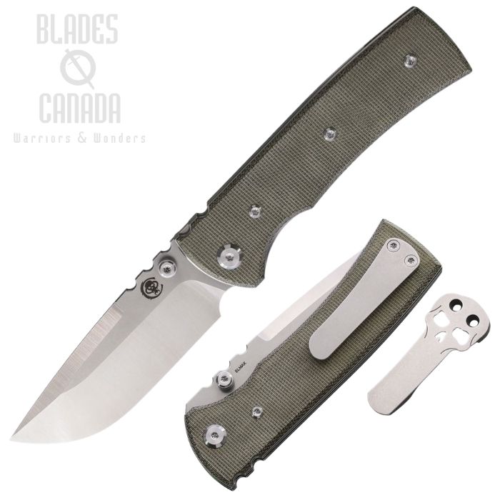 (image for) Chaves Redencion 229 Folding Knife, Elmax SW/Satin Drop Point, Micarta Green, 14446