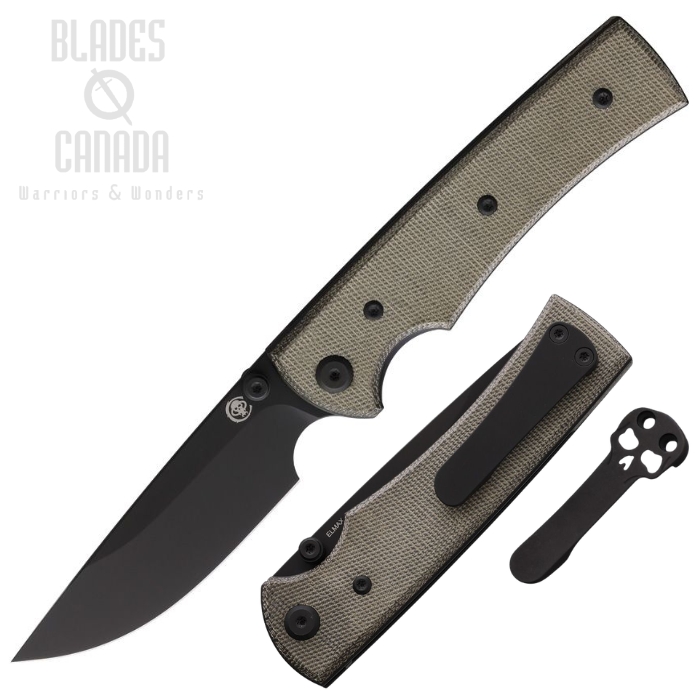 (image for) Chaves Liberation 229 Folding Knife, Elmax Black Drop Point, Micarta Green, 14452