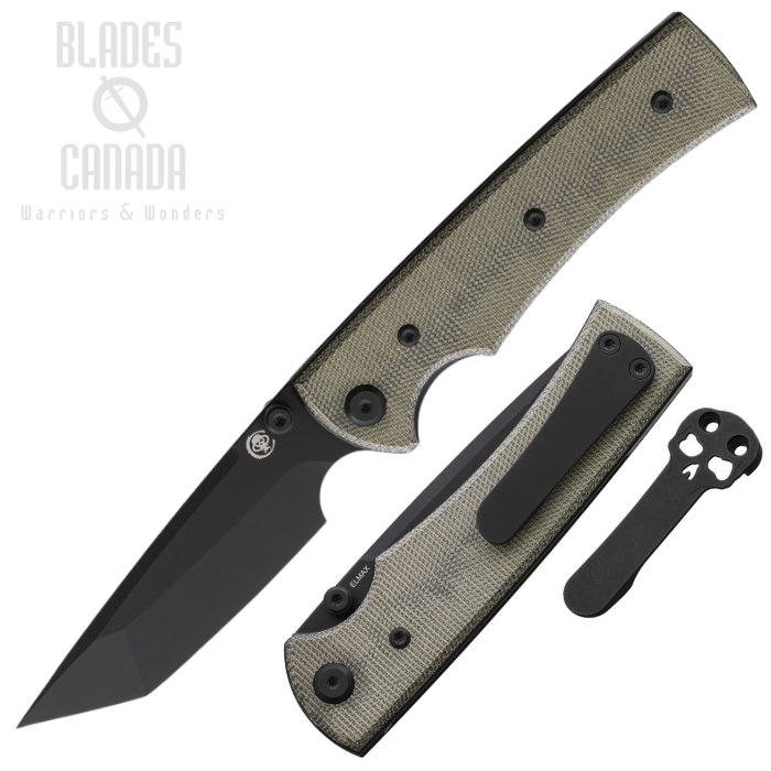 (image for) Chaves Liberation 229 Folding Knife, Elmax Black Tanto, Micarta Green, 14453