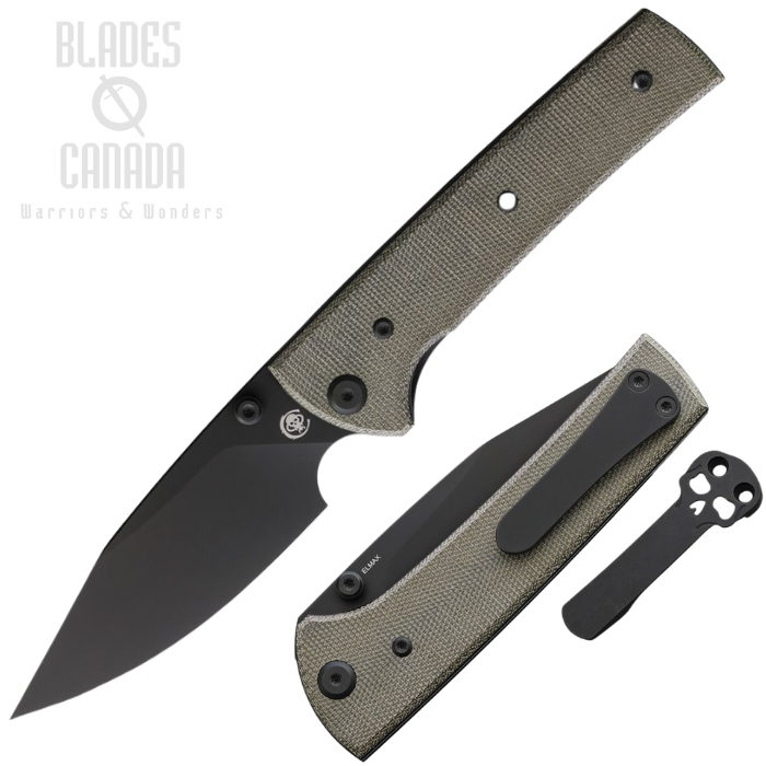 (image for) Chaves Scapegoat 229 Folding Knife, Elmax Black Spear Point, Micarta Green, 14457
