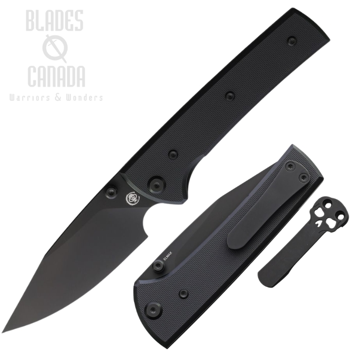 (image for) Chaves Scapegoat 299 Folding Knife, Elmax Black Spear Point, G10 Black, 14469