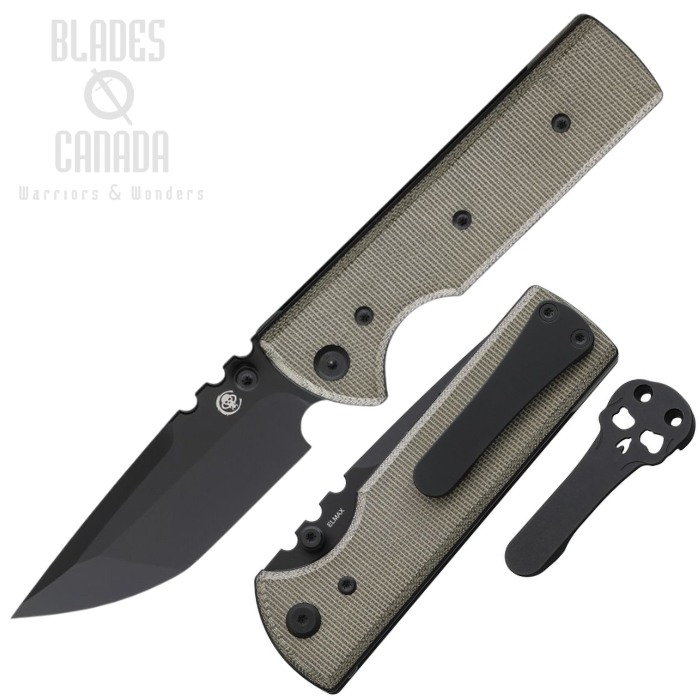 (image for) Chaves NTAK Redencion Folding Knife, Elmax Black Tanto, Micarta Green, 14473