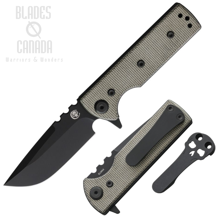 (image for) Chaves TAK Redencion Flipper Folding Knife, Elmax Black Drop Point, Micarta Green, 14476