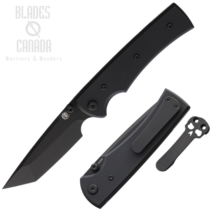 (image for) Chaves Liberation 229 Folding Knife, Elmax Black Tanto, G10 Black, 14487