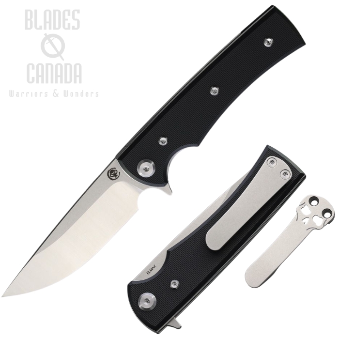 (image for) Chaves Liberation Street Flipper Folding Knife, Elmax SW/Satin Drop Point, G10 Black, 14496