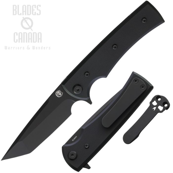 (image for) Chaves Liberation Street Flipper Folding Knife, Elmax Black Tanto, G10 Black, 14499