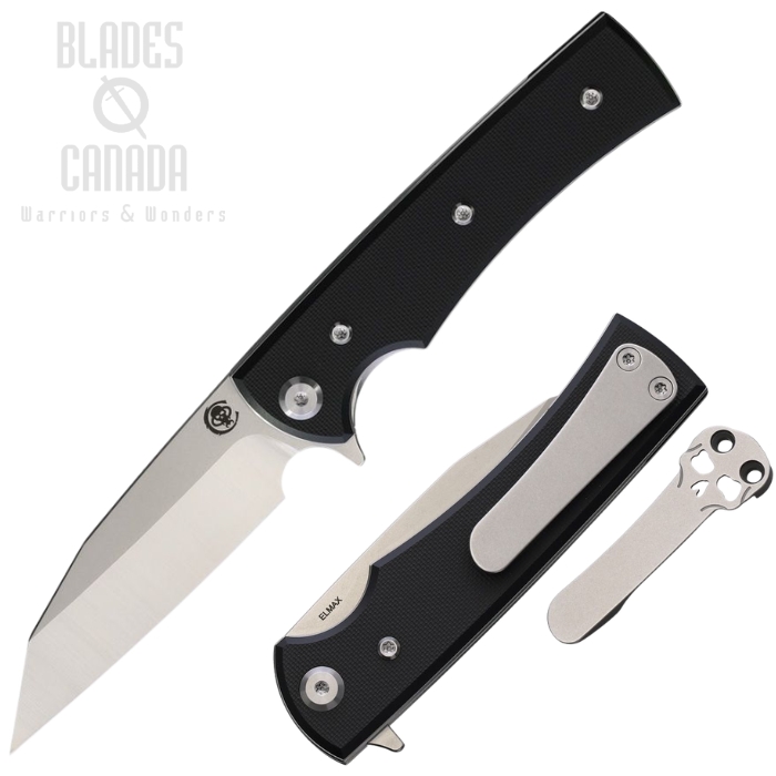 (image for) Chaves Sangre Street Flipper Folding Knife, Elmax SW/Satin Wharncliffe, G10 Black, 14500