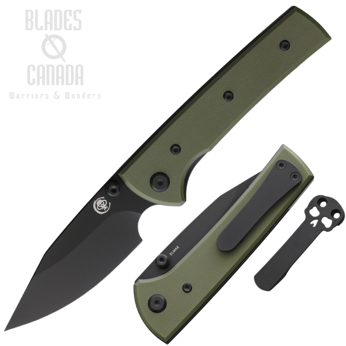 (image for) Chaves Scapegoat Street Folding Knife, Elmax Black Spear Point, G10 OD Green, 14503
