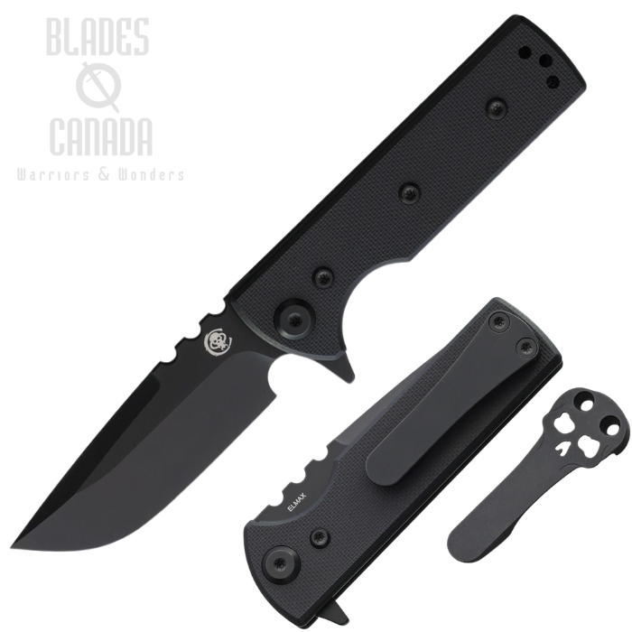 (image for) Chaves TAK Redencion Flipper Folding Knife, Elmax Black Drop Point, G10 Black, 14510