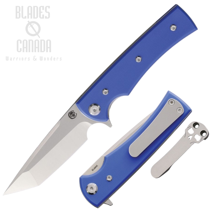 (image for) Chaves Liberation Street Flipper Folding Knife, Elmax SW/Satin Tanto, G10 Blue, 14531