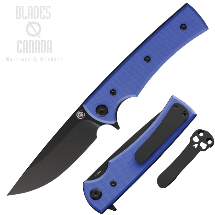 (image for) Chaves Liberation Street Flipper Folding Knife, Elmax Black Drop Point, G10 Blue, 14532