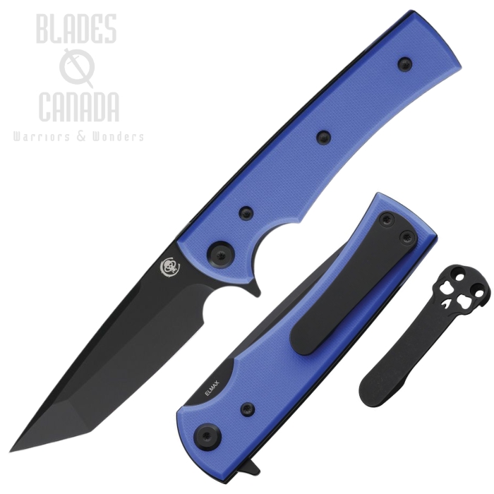(image for) Chaves Liberation Street Flipper Folding Knife, Elmax Black Tanto, G10 Blue, 14533
