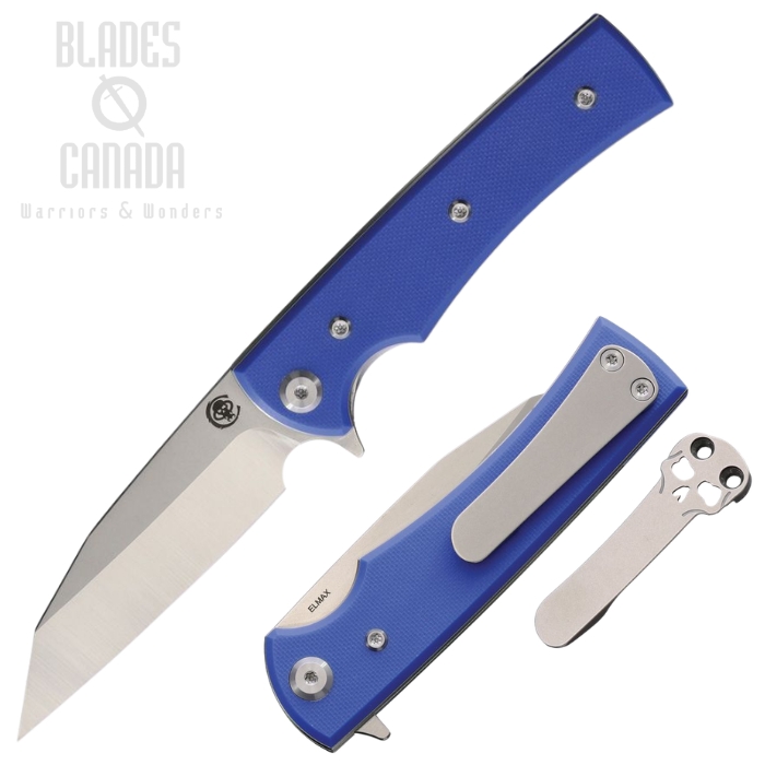 (image for) Chaves Sangre Street Flipper Folding Knife, Elmax SW/Satin Wharncliffe, G10 Blue, 14534