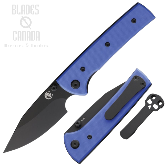 (image for) Chaves Scapegoat Street Folding Knife, Elmax Black Spear Point, G10 Blue, 14537