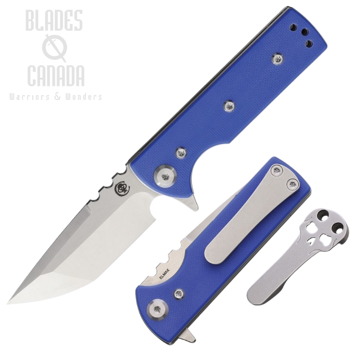 (image for) Chaves TAK Redencion Flipper Folding Knife, Elmax Satin Tanto, G10 Blue, 14543