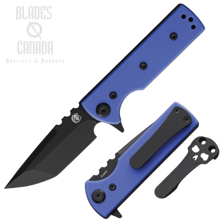 (image for) Chaves TAK Redencion Flipper Folding Knife, Elmax Black Tanto, G10 Blue, 14545
