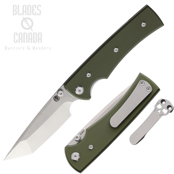 (image for) Chaves Liberation 229 Folding Knife, Elmax SW/Satin Tanto, G10 OD Green, 14553