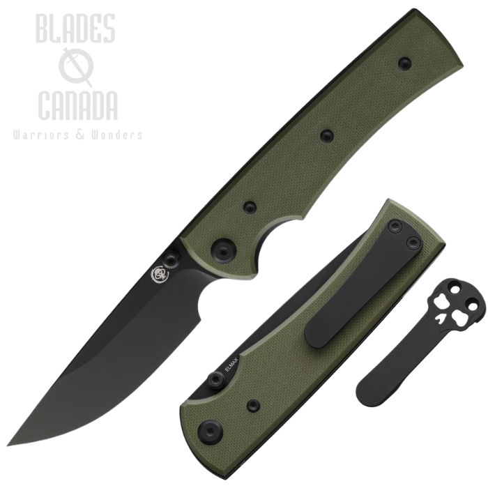 (image for) Chaves Liberation 229 Folding Knife, Elmax Black Drop Point, G10 OD Green, 14554