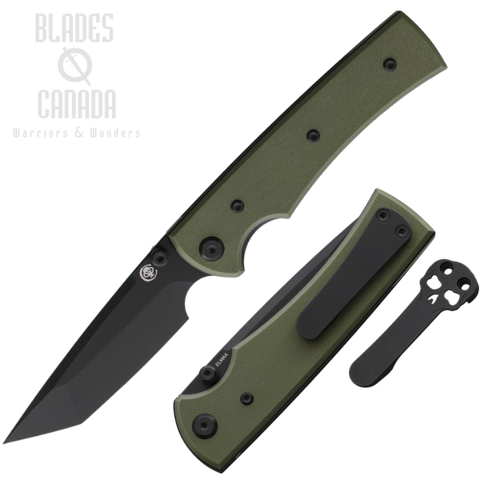 (image for) Chaves Liberation 229 Folding Knife, Elmax Black Tanto, G10 OD Green, 14555