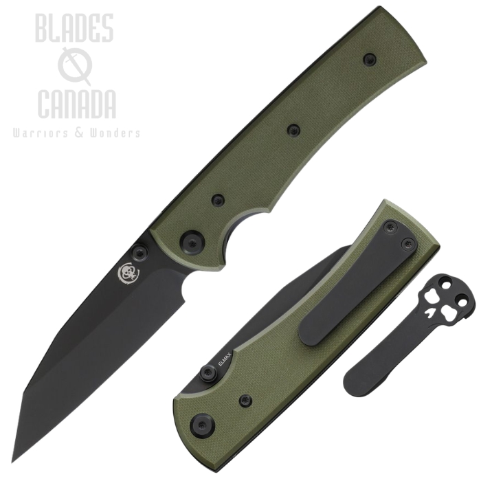 (image for) Chaves Sangre 229 Folding Knife, Elmax Black Wharncliffe, G10 OD Green, 14556